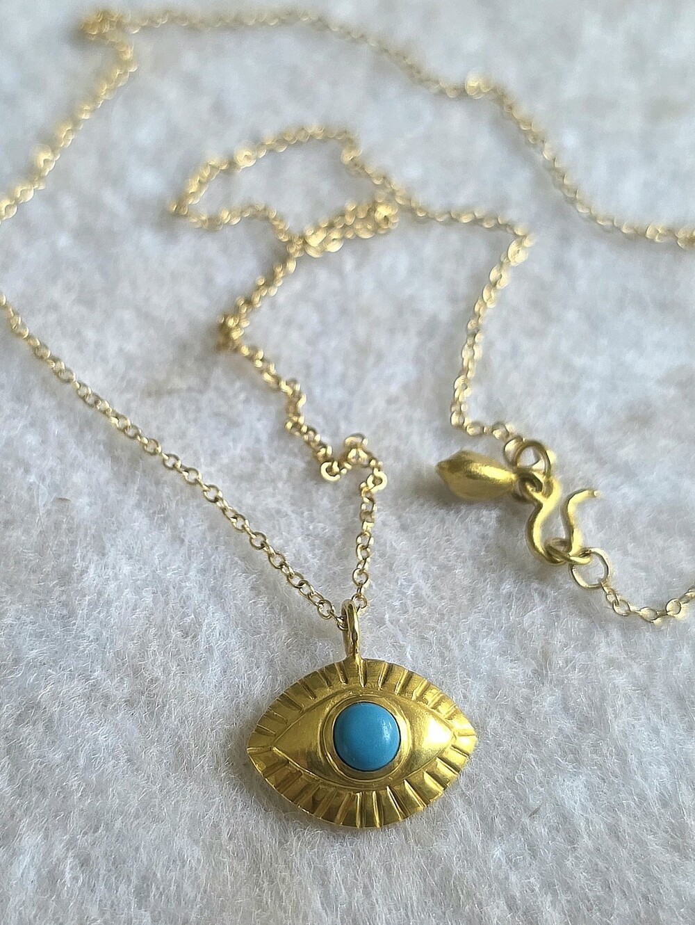 Pippa Small 18k Gold & Turquoise Evil Eye Pendant Cable Chain Necklace